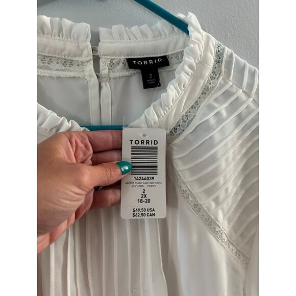 Torrid Womens Georgette Blouse Size 2X White Flowy Lightweight Neutral Office - Picture 3 of 6